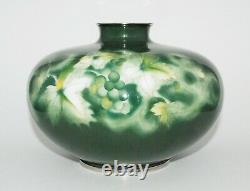 Fine Japanese Cloisonne Enamel Vase with Grapes and Leaves by the Ando Workshop