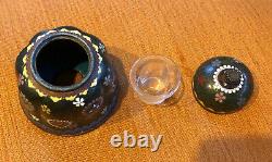 Fine Japanese Cloisonne Inkwell. Meiji Period with Glass Liner. Rare Item