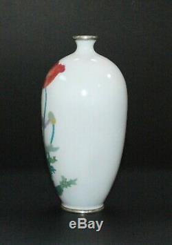 Fine Japanese Cloisonne Vase of a Musen (Wireless) Poppy Pictured In Book