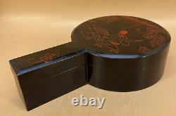 Fine Japanese Edo Wood Lacquer Writing Set With Ink Stone & Water Dropper Mirror