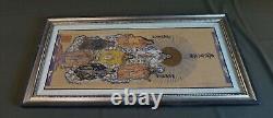 Fine Japanese Hand Painting 7 Deity Figures Chop Stamp Framed