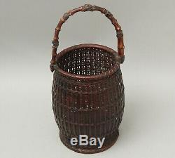 Fine Japanese Ikebana Bamboo Basket T16
