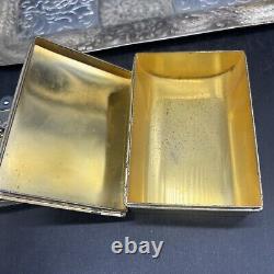 Fine Japanese Japan Silver & Gilt Metal Smokers tray with Box, Ashtray, & lighter