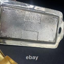 Fine Japanese Japan Silver & Gilt Metal Smokers tray with Box, Ashtray, & lighter