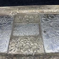 Fine Japanese Japan Silver & Gilt Metal Smokers tray with Box, Ashtray, & lighter