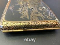 Fine Japanese Komai Style Metal Gold Inlay Cigarette Case