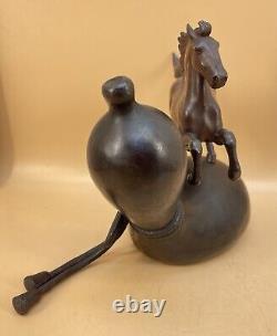 Fine Japanese Meiji Bronze Okimono Horse & Double Gourd