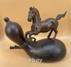 Fine Japanese Meiji Bronze Okimono Horse & Double Gourd