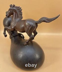 Fine Japanese Meiji Bronze Okimono Horse & Double Gourd