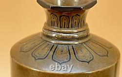 Fine Japanese Meiji Bronze Vase With Gold, Silver & Shakudo Inlays, Signed