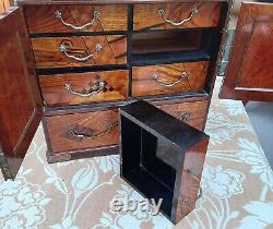 Fine Japanese Meiji Collectors Cabinet Art Deco Inlay Silvered Latches c. 1920