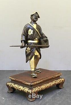 Fine Japanese Meiji Miyao Bronze Gilded Okimono of Scholar