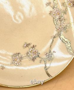 Fine Japanese Meiji Satsuma Plate With Floral & Birds Design By Kinkozan