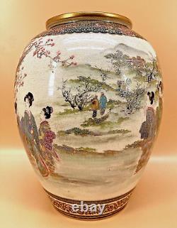 Fine Japanese Meiji Satsuma Vase With Aristocrats By Beizan