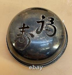 Fine Japanese Meiji Shibuich & Silver Incense Burner Koro Signed