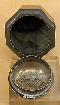 Fine Japanese Meiji Shibuich & Silver Incense Burner Koro Signed