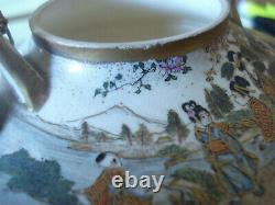 Fine Japanese Satsuma Miniature Teapot or Wine Ewer, Signed Kinkozan, Meiji Era