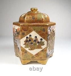 Fine Japanese Signed Meiji Satsuma Incense Burner Koro with Women & Buddhists