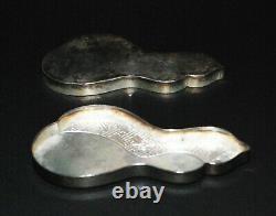 Fine Japanese Silver Box in the form of 2 Gourds Marked Silver Original Box