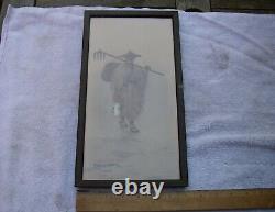 Fine Japanese TADASHI NAGAYAMA Signed Watercolor-Farmer-Framed-Inscribed