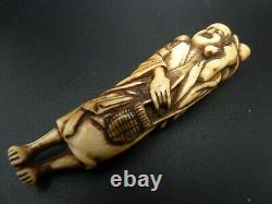 Fine Japanese early19thC. Tall Stag-antler SEIOBO Netsuke By Kyoto School