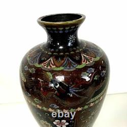 Fine Large Antique Japanese Meiji Period Cloisonne Vase 12
