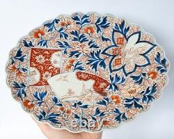 Fine Large Antique Japanese Oval Imari Porcelain Dish With Fuku Mark 31x25 cm