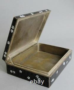 Fine Meiji Era JAPANESE Black Cloisonné Box with Night Scene c. 1920 antique