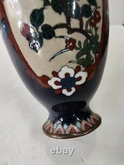 Fine Meiji Period Japanese Cloisonne Shishi Foo Lion Vase 9.5