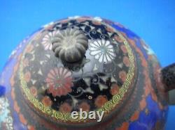 Fine Old JAPANESE CLOISONNE Multi-Colored TEAPOT-Silver-Wire on Copper-Dragon