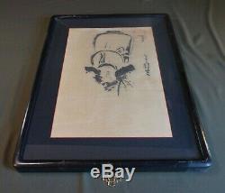 Fine Old Japanese Hand Painting Sumi Ink Man Signed Framed