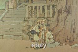 Fine Old Japanese Hiroshi Yoshida Misty Day In Nikko Woodblock Woodcut