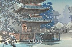 Fine Old Japanese Tsuchiya Koitsu Asakusa Kinryuzan Temple Woodblock Print