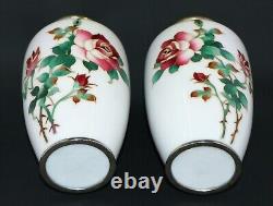 Fine PAIR of Japanese Cloisonne Vases Bright White Background Excellent Cond