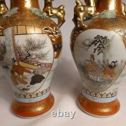 Fine Pair Arita Porcelain Vase Japan DAILY LIFE MIRROR TRIPTYCH