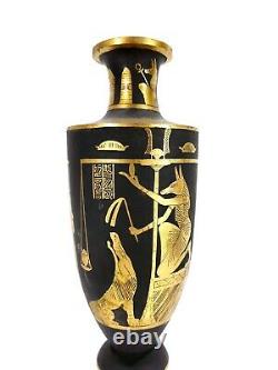 Fine Pair Japanese Komai Vases Egyptian Motif ISIS ANUBIS and other Deities