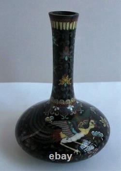 Fine Pair of JAPANESE MEIJI-ERA Cloisonne Vases Phoenix & Duck c. 1890 antique
