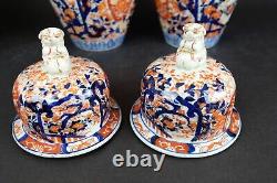 Fine Perfect ribbed pair of Antique Japanese Imari Vases, 32cm 19thC 5 colour