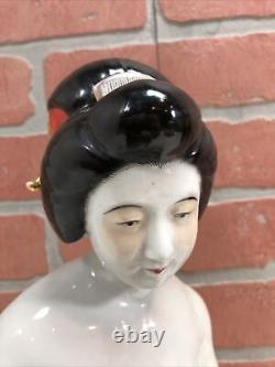 Fine Porcelain Antique Japanese Kutani Statue Geisha Naked Woman Pottery Signed