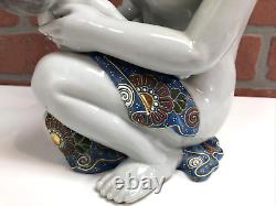 Fine Porcelain Antique Japanese Kutani Statue Geisha Naked Woman Pottery Signed