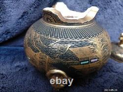 Fine Quality Antique Japanese Satsuma Pottery Signed Tripod Censer Koro Foo Dog