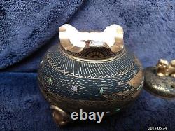 Fine Quality Antique Japanese Satsuma Pottery Signed Tripod Censer Koro Foo Dog