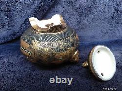 Fine Quality Antique Japanese Satsuma Pottery Signed Tripod Censer Koro Foo Dog