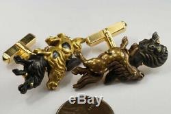 Fine Quality Antique Japanese Shakudo Horse Menuki 18k Gold Cufflinks