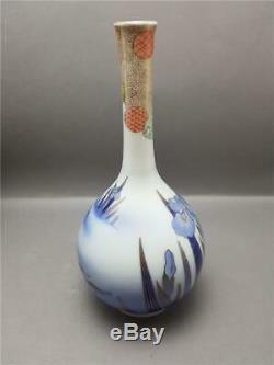 Fine Rare Antique Japanese Fukagawa Koi Carp Vase 9 Character Mark Meiji Period