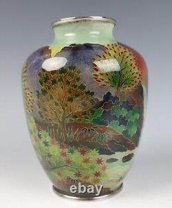 Fine Rare Japanese Plique a Jour Enamel Vase Cloisonne Japan Ando Shotai Shippo