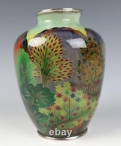 Fine Rare Japanese Plique a Jour Enamel Vase Cloisonne Japan Ando Shotai Shippo