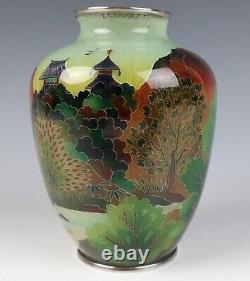 Fine Rare Japanese Plique a Jour Enamel Vase Cloisonne Japan Ando Shotai Shippo