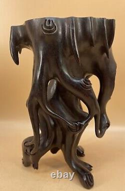 Fine Sculptural Japanese Meiji Hand-Carved Hard Wood Stand / Display / Base