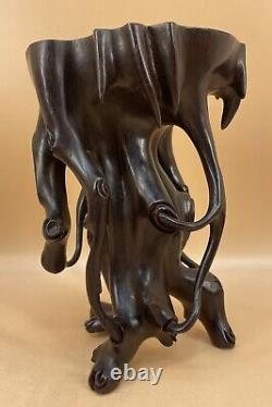 Fine Sculptural Japanese Meiji Hand-Carved Hard Wood Stand / Display / Base